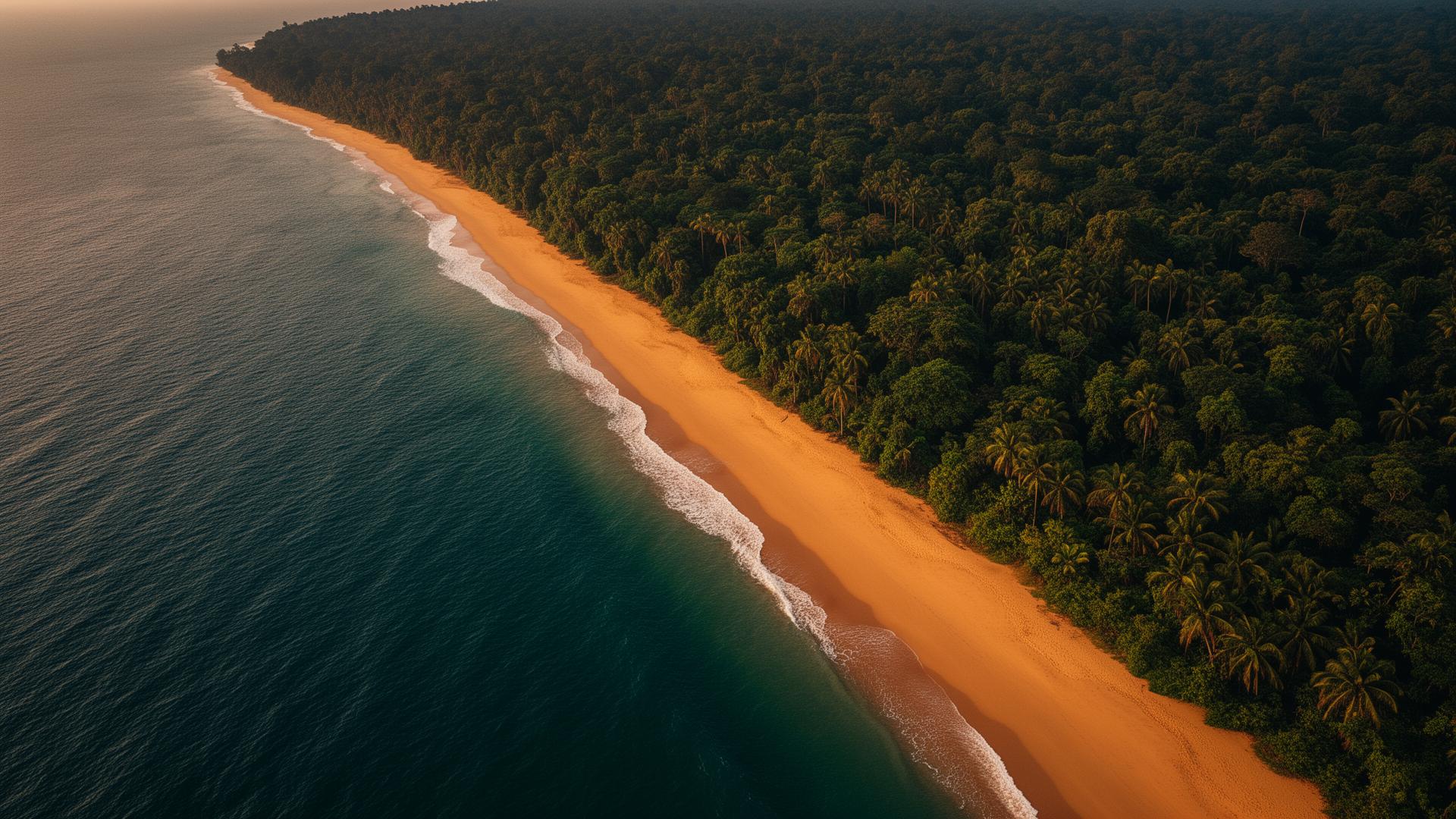 Côte atlantique du Congo, sable doré et jungle luxuriante